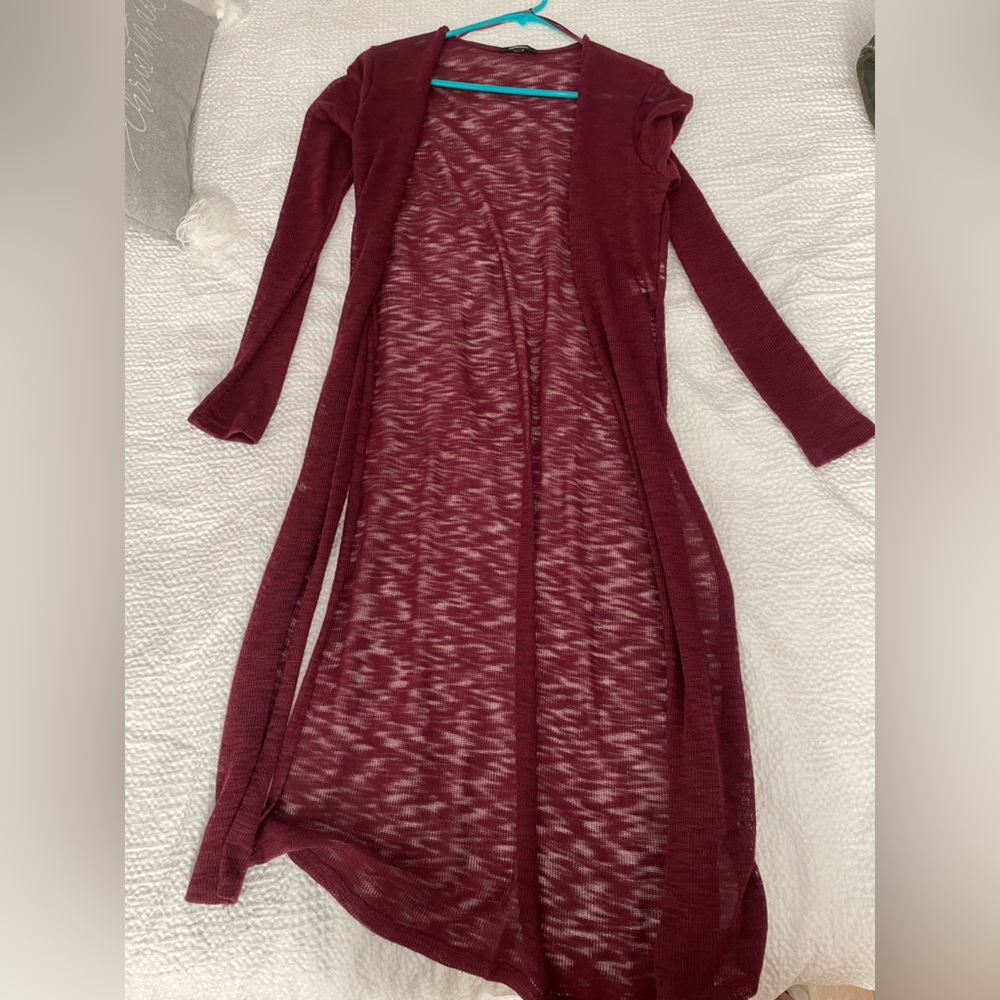 Burgundy long cardigan